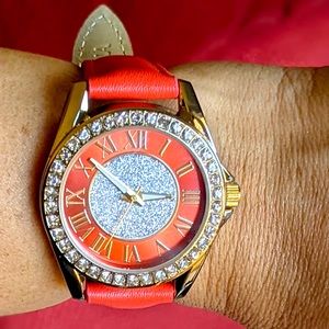 Women’s Kessaris fashion watch with blood orange/red strap